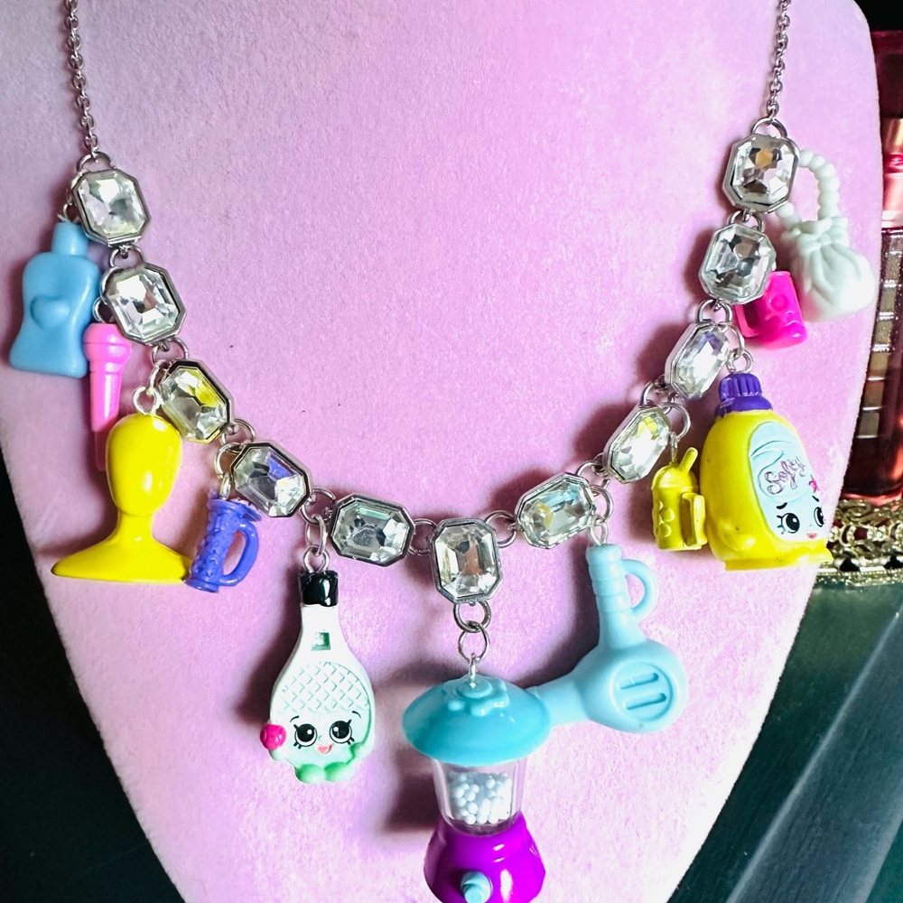 handmade girly charm necklace